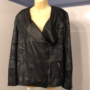 Lucky Brand Faux Leather & Knit Moto Jacket
